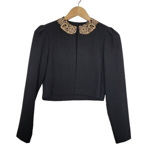 Vintage Bolero Jacket with Lace Collar